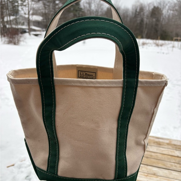 L.L. Bean Women's Canvas Boat and Tote Bag - Forest Green and Cream - Picture 1 of 6